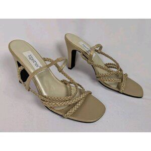 TOGETHER 7 Vintage 90s Y2K Leather Braided Strappy Heels Open Toe Pumps Feminine